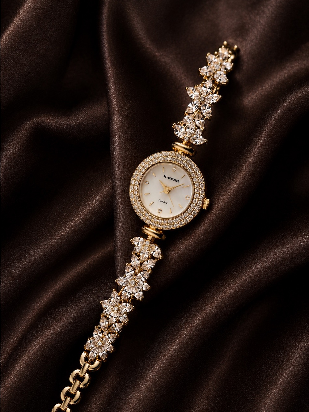 Gold Crystal Bracelet Watch for Women - Picture 3 of 5